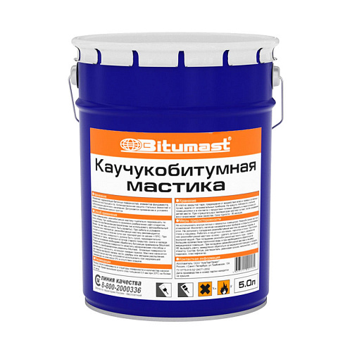 Мастика каучукобитумная Битумаст, металлическое ведро, 5 л купить в интернет-магазине инженерного оборудования в Санкт-Петербурге