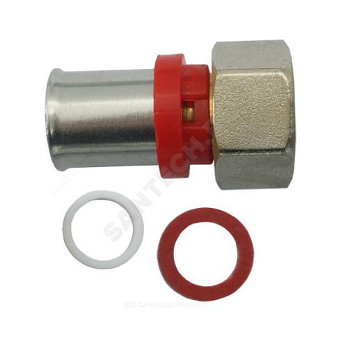 Муфта МП латунь никель пресс Дн 16х1/2 с накидной гайкой ГОСТ 32415-2013 8013 Aquasfera 8013-01 купить в интернет-магазине инженерного оборудования в Санкт-Петербурге