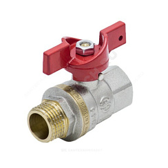 Кран шаровой латунь никель 1004 Euro Ду 15 Ру40 ВР/НР полнопроходной бабочка Aquasfera 1004-01 купить в интернет-магазине инженерного оборудования в Санкт-Петербурге