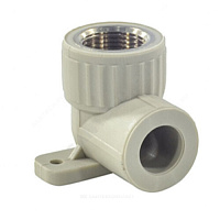 Угольник PP-R комбинированный серый ВР Дн 20х3/4 с креплением VALFEX 10120225Г купить в интернет-магазине инженерного оборудования в Санкт-Петербурге