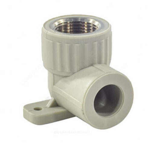 Угольник PP-R комбинированный серый ВР Дн 20х3/4 с креплением VALFEX 10120225Г купить в интернет-магазине инженерного оборудования в Санкт-Петербурге