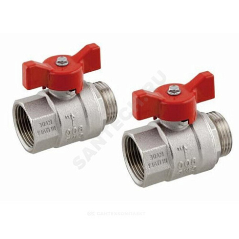 Комплект шаровых кранов латунь никель VARIO Ду 25 ВР/НР бабочка Uponor 1059132 купить в интернет-магазине инженерного оборудования в Санкт-Петербурге