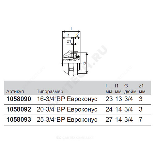 Евроконус МП латунь Дн 25х3/4 ВР MLC Uponor 1058093 купить в интернет-магазине инженерного оборудования в Санкт-Петербурге