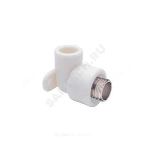 Угольник PP-R комбинированный белый НР Дн 25х1/2 с креплением PRO VALFEX 10121025-PRO купить в интернет-магазине инженерного оборудования в Санкт-Петербурге