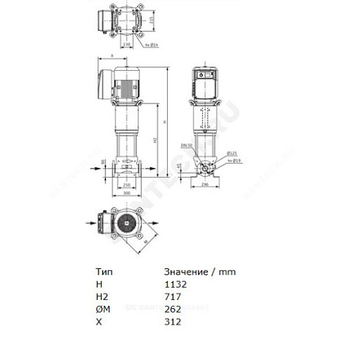 Насос многоступенчатый вертикальный HELIX VE 2203-2/25/V/KS PN25 3х400В/50 Гц Wilo 4140699 купить в интернет-магазине инженерного оборудования в Санкт-Петербурге