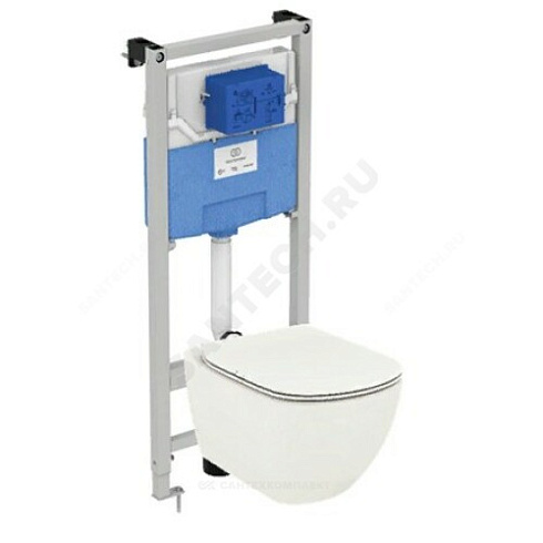 Комплект 3 в 1 TESI AquaBlade унитаз подвесной + инсталляция без кнопки смыва + сиденье Soft close Ideal Standard T386801 купить в интернет-магазине инженерного оборудования в Санкт-Петербурге