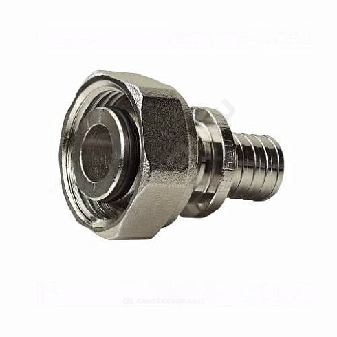 Муфта для PE-X латунь никель Дн 16х3/4 накидная гайка с евроконусом RAUTITAN Rehau 11691751001 купить в интернет-магазине инженерного оборудования в Санкт-Петербурге