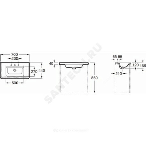 Умывальник мебельный The Gap Unik 70 Roca 327471000 купить в интернет-магазине инженерного оборудования в Санкт-Петербурге