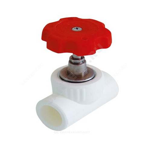 Клапан (вентиль) PP-R запорный белый внутренняя пайка Дн 32х90гр VALFEX 10146032 купить в интернет-магазине инженерного оборудования в Санкт-Петербурге