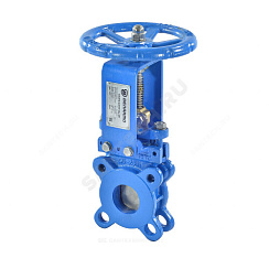 Задвижка шиберная двусторонняя чугун Ду 250 Ру10 межфл со штурвалом уплотнение: NBR Benarmo купить в интернет-магазине инженерного оборудования в Санкт-Петербурге