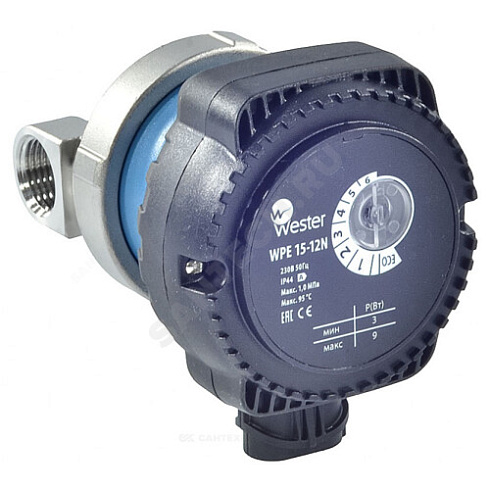 Насос циркуляционный с мокрым ротором WPE 15-12N PN10 230B/50Гц Wester 0-18-0098 купить в интернет-магазине инженерного оборудования в Санкт-Петербурге