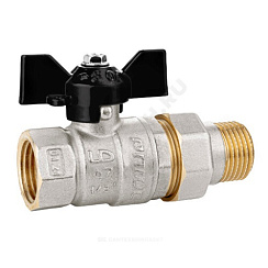 Кран шаровой латунь никель Pride Ду 20 Ру40 ВР/американка полнопроходной бабочка аналог 11б27п1 LD 47.20.В-ГШ.Б . купить в интернет-магазине инженерного оборудования в Санкт-Петербурге