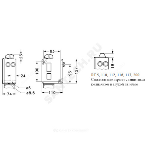 Реле давления RT110 - Danfoss 017-511066 купить в интернет-магазине инженерного оборудования в Санкт-Петербурге