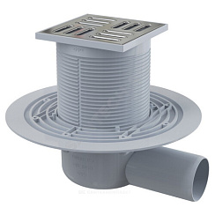 Трап регулируемый с гидрозатвором Дн 50 с нержавеющей решёткой 105х105мм горизонтальный выпуск Alca Plast APV1311 купить в интернет-магазине инженерного оборудования в Санкт-Петербурге