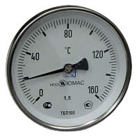 Термометр биметаллический осевой Дк63 L=80мм G1/2 160С ТБП-Т НПО ЮМАС купить в интернет-магазине инженерного оборудования в Санкт-Петербурге
