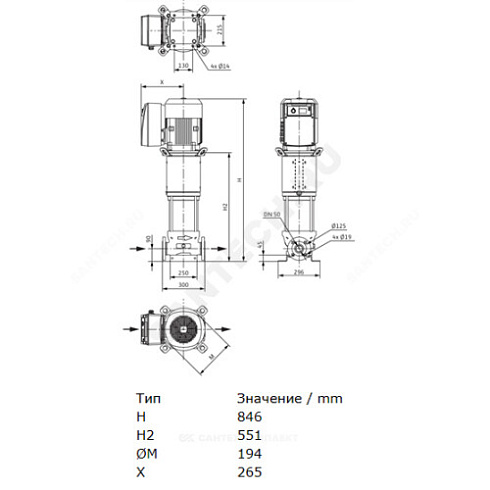 Насос многоступенчатый вертикальный HELIX VE 2202-3,0-2/16/V/KS PN16 3х400В/50 Гц Wilo 4171606 купить в интернет-магазине инженерного оборудования в Санкт-Петербурге