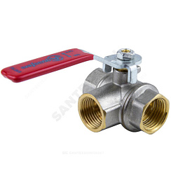 Кран шаровой латунь никель 3-ход 1020Euro Ду 15 Ру40 ВР полнопроходной рычаг Aquasfera 1020-01 купить в интернет-магазине инженерного оборудования в Санкт-Петербурге