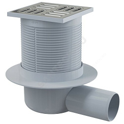 Трап регулируемый с гидрозатвором+механический сухой затвор Дн 50 с нержавеющей решёткой 105х105мм горизонтальный выпуск Alca Plast APV31 купить в интернет-магазине инженерного оборудования в Санкт-Петербурге