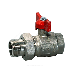 Кран шаровой латунь никель Крепыш 332 аналог 11б27п1 Ду 20 Ру16 ВР/американка полнопроходной бабочка ГАЛЛОП 103231 купить в интернет-магазине инженерного оборудования в Санкт-Петербурге