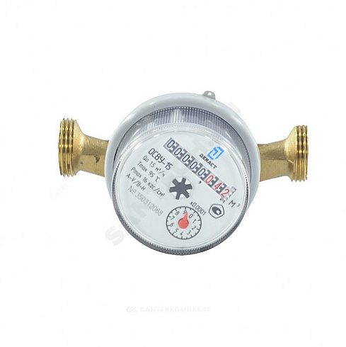 Счётчик г/в и х/в крыльчатый одноструйный Ду 15 Ру16 90С L=110мм резьба с обратным клапаном В/К ОСВУ-15 Декаст 73-15-270 купить в интернет-магазине инженерного оборудования в Санкт-Петербурге