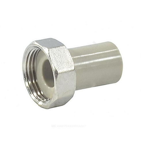 Штуцер PP-R комбинированный серый с накидной гайкой Дн 25х1 VALFEX 10135025Г купить в интернет-магазине инженерного оборудования в Санкт-Петербурге