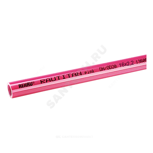 Труба PE-Xa/EVOH Дн 50х6,9 Ру10 Тмакс=95C L=6м RAUTITAN pink Rehau 11360921006 купить в интернет-магазине инженерного оборудования в Санкт-Петербурге
