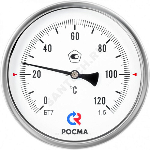 Термометр биметаллический осевой Дк150 L=150мм G1/2 120С БТ-71.211 Росма 00000002789 купить в интернет-магазине инженерного оборудования в Санкт-Петербурге