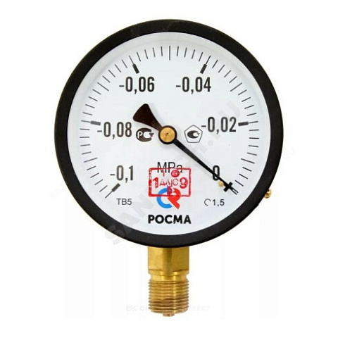 Вакуумметр ТВ-510Р.00 радиальный Дк100мм -0,1-0 МПа кл.1,5 М20х1,5 Росма 00000010219 купить в интернет-магазине инженерного оборудования в Санкт-Петербурге