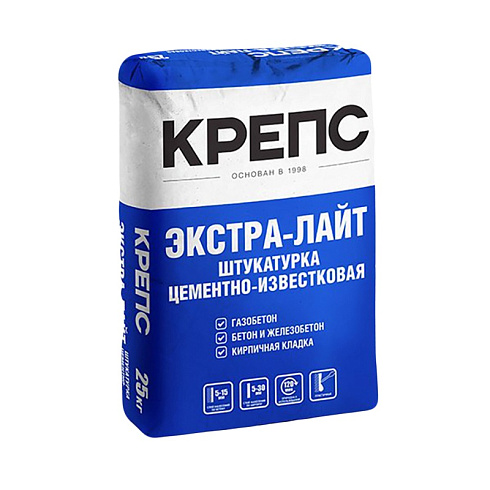 Штукатурка Крепс Экстра Лайт, 25 кг купить в интернет-магазине инженерного оборудования в Санкт-Петербурге