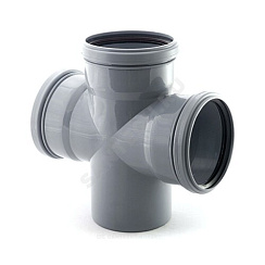 Крестовина PP-H 1-плоскостная серая Дн 110х110х110х87гр б/нап в/к Политэк 131187 купить в интернет-магазине инженерного оборудования в Санкт-Петербурге