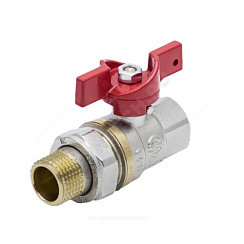 Кран шаровой латунь никель 1007 Euro Ду 15 Ру40 ВР/американка полнопроходной бабочка Aquasfera 1007-01 купить в интернет-магазине инженерного оборудования в Санкт-Петербурге