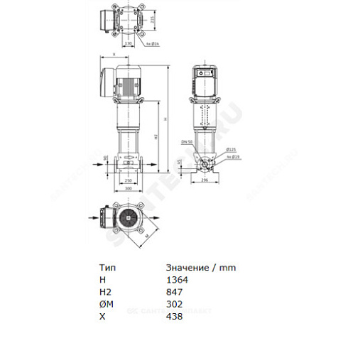 Насос многоступенчатый вертикальный HELIX VE 2205-2/16/V/KS/2G PN16 3х400В/50 Гц Wilo 4166203 купить в интернет-магазине инженерного оборудования в Санкт-Петербурге