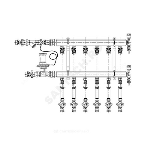 Узел коллекторный этажный латунь Ду 32 для учёта расхода ТЭ GE553-B3(D2) 3/4 5 вых 1/2 Giacomini GE553Y345 купить в интернет-магазине инженерного оборудования в Санкт-Петербурге