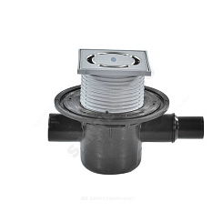 Трап регулируемый с гидрозатвором Дн 50 с нержавеющей решёткой 115х115мм с доп. входом Дн 40/50 и обратным клапаном горизонтальный выпуск HL HL300. купить в интернет-магазине инженерного оборудования в Санкт-Петербурге