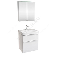 Умывальник с тумбой Smyle Square 60 белый глянец со шкафом зеркальным Option BASIC с подсветкой Geberit 529.352.00.6 купить в интернет-магазине инженерного оборудования в Санкт-Петербурге